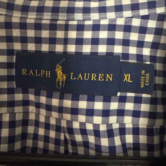 Ralph Lauren Men's Navy and White Checkered Shirt - Picture 2 of 2